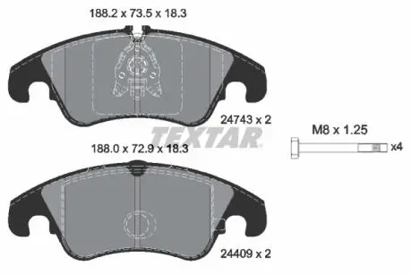 2474302 Тормозные колодки дисковые TEXTAR підбір по vin на Brocar