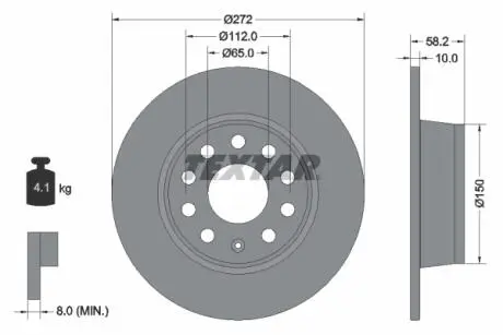 92300003 Диск гальмівний (задній) Audi Q2/Skoda Karoq/Octavia 18- (272x10) PRO TEXTAR підбір по vin на Brocar