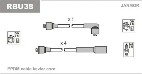 RBU38 Дроти В/В Renault Clio/Kangoo 1.2 06.08-,Modus 1.2 04- JANMOR підбір по vin на Brocar
