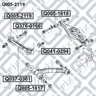 Q0052119 САЙЛЕНТБЛОК ЗАДН ПОПРОЧ ВАЖЛИНА MITSUBISHI PAJERO Q-FIX підбір по vin на Brocar