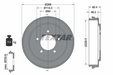 94036300 Тормозной барабан 94036300 TEXTAR TEXTAR подбор по vin на Brocar