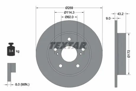 92308303 Гальмівний диск TEXTAR подбор по vin на Brocar