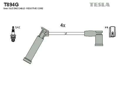 T894G Комплект кабелів запалювання TESLA підбір по vin на Brocar