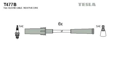 T477B Комплект кабелей зажигания TESLA подбор по vin на Brocar