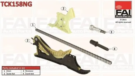TCK158NG К-кт ланцюга ГРМ BMW 1 (E87), BMW 3 (E90), BMW 3 (F30 F35 F80), BMW 5 (E60), BMW 5 (F10 F18), BMW 6 (E63), BMW 7 (E65 E66 E67) FAI AUTOPARTS підбір по vin на Brocar