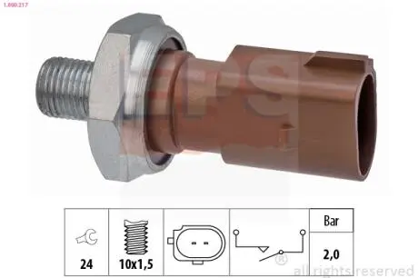 1800217 Датчик тиску масла (2Bar M10x1,5) VAG Octavia 2.0TDI 12-/Caddy 2.0TDI 15-/Golf VII 2.0TDI/Passat B6 2.0TDI EPS підбір по vin на Brocar