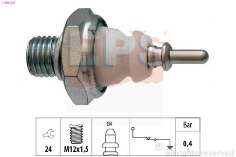 1800221 Датчик давления масла (0,4Bar M12x1,5) SsangYong Actyon 2.0 05-/Korando 2.0 12-/Kyron 05-/Rexton 2.0/2.7 04- EPS підбір по vin на Brocar