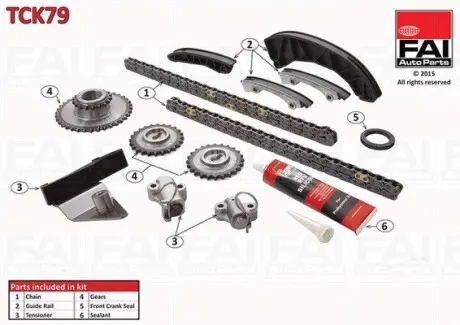 TCK79 К-кт ланцюга ГРМ (повний з шестернями) Hyundai Getz 1.5 CRDi 03-/Matrix 01-/Kia Cerato 1.5 CRDi 05- FAI AUTOPARTS підбір по vin на Brocar