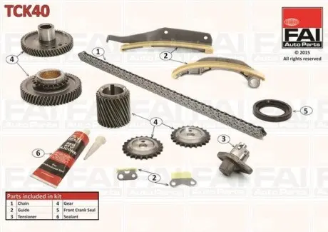 TCK40 К-кт ланцюга ГРМ (з шестернею) Mitsubishi Pajero (V6) 3.2 00-/(V8) 3.2 06- FAI AUTOPARTS підбір по vin на Brocar