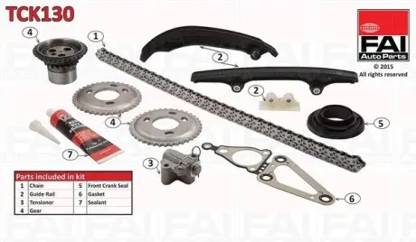 TCK130 К-кт ланцюга ГРМ (з шестернею) Fiat/Ford/PSA 2.2Hdi/Jtd/Tdci 06- FAI AUTOPARTS підбір по vin на Brocar