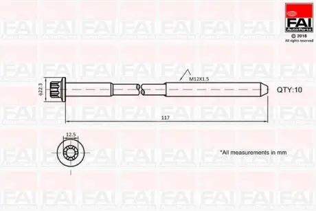 B1018 К-кт болтов ГБЦ Renault Megane LagunaTrafic 20 V16 01- FAI AUTOPARTS подбор по vin на Brocar