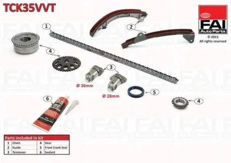 TCK35VVT Ланцюг приводу кулачкового валу (набір) FAI AUTOPARTS підбір по vin на Brocar