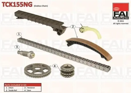 TCK155NG Комплект цілі приводу распредвала FAI AUTOPARTS підбір по vin на Brocar