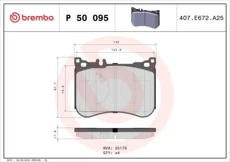 P50095 Гальмівні колодки дискові BREMBO підбір по vin на Brocar