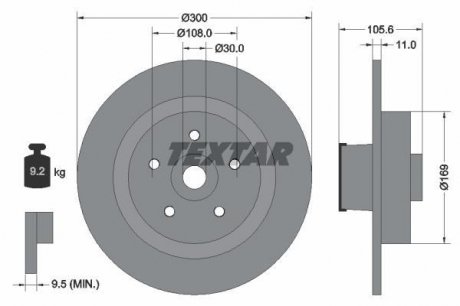 92252903 Тормозной диск TEXTAR підбір по vin на Brocar