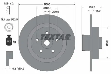 92252903 Тормозной диск TEXTAR підбір по vin на Brocar