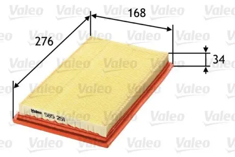 585251 Фільтр повітряний VALEO підбір по vin на Brocar