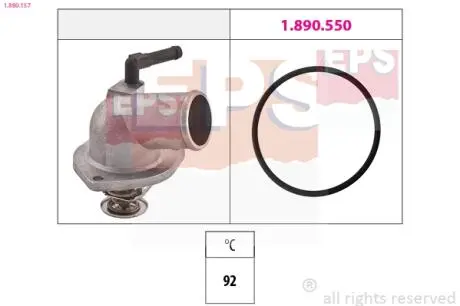 1880157 Термостат Opel Astra G/Zafira 1.4/1.6 16V 98- 92C EPS підбір по vin на Brocar