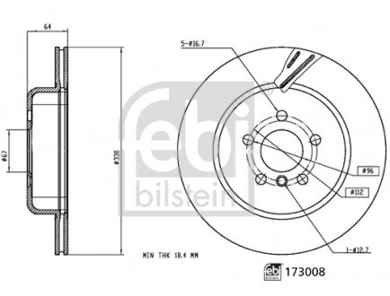 173008 Диск гальм. задн. лев. BMW 3 G20 FEBI BILSTEIN підбір по vin на Brocar