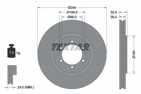 92162600 Гальмівний диск TEXTAR підбір по vin на Brocar