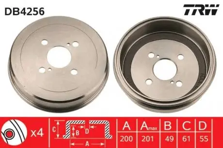 DB4256 Тормозной барабан TRW подбор по vin на Brocar