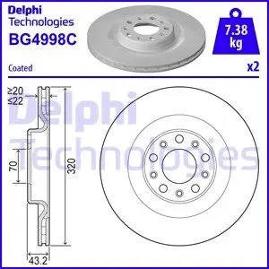 BG4998C Тормозной диск DELPHI подбор по vin на Brocar