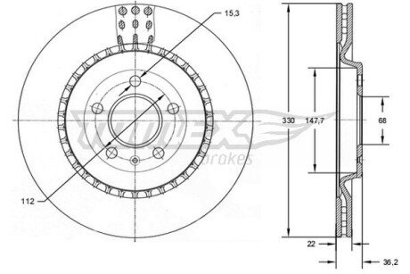 TX7279 TARCZA HAMULC. AUDI A6 11- TYŁ TOMEX подбор по vin на Brocar