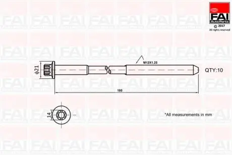 B2111 Комплект болтов головки цилидра FAI AUTOPARTS подбор по vin на Brocar
