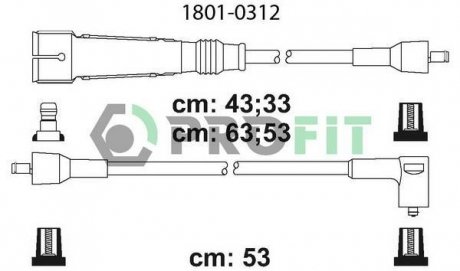 18010312 Комплект кабелей высоковольтных PROFIT подбор по vin на Brocar