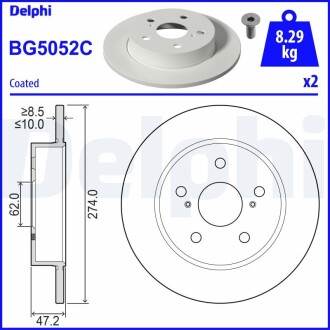 BG5052C Tarcza ham. TOYOTA Tył 10/2018> DELPHI підбір по vin на Brocar