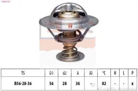 1880222S Термостат LEXUS: GS 93-97, GS 97-05, IS 01-, TOYOTA: AURIS 07-, AVENSIS 03-, AVENSIS 99-03 / MINI: MINI (R50, R53) One D 01- EPS підбір по vin на Brocar