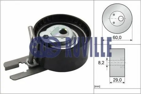 55953 Ролик натягувач ременя ГРМ Peugeot,Citroen,Ford 1.4HDI/1.6HDCI 00- RUVILLE підбір по vin на Brocar