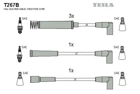 T267B Комплект кабелів запалювання TESLA підбір по vin на Brocar