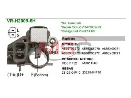 VRH20096H Регулятор напряжения генератора MOBILETRON підбір по vin на Brocar