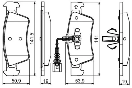 0986495115 Колодки гальмівні (задні) VW T5 03- (Ate)/(з датчиком) (замінено на 0986494309) BOSCH підбір по vin на Brocar
