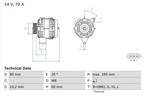 0986040461 Генератор BOSCH підбір по vin на Brocar