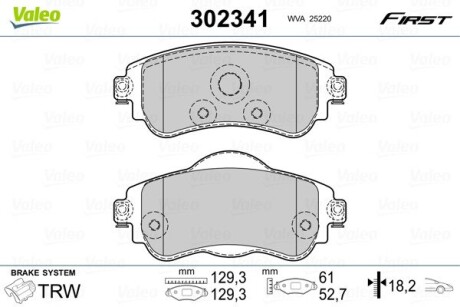 302341 Тормозные колодки дисковые FIRST.. VALEO подбор по vin на Brocar