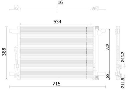 AC915000S Радіатор кондиціонера VW Golf VII/Tiguan 1.4-2.0 TSI/TDI 12- (388x534x16) MAHLE / KNECHT підбір по vin на Brocar