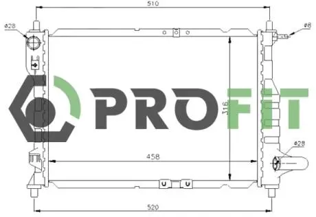 17400102 Радиатор охлаждения PROFIT підбір по vin на Brocar