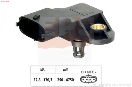 1993259 Датчик тиску повітря Fiat Bravo/Panda 1.2LPG/1.4LPG 08- EPS підбір по vin на Brocar