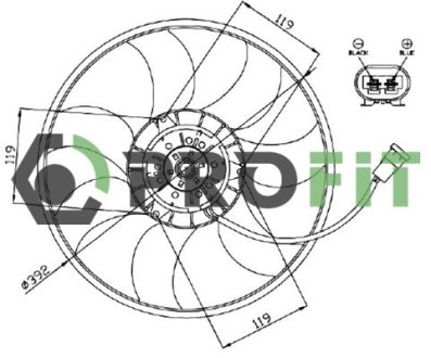 18500018 Вентилятор радіатора PROFIT підбір по vin на Brocar