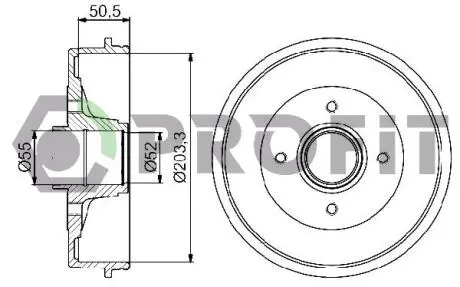 50200072 Гальмівний барабан 203mm Renault Kangoo PROFIT підбір по vin на Brocar
