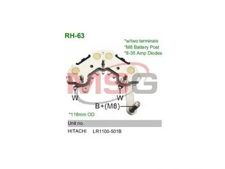 RH63 Випрямляч діодний MOBILETRON підбір по vin на Brocar