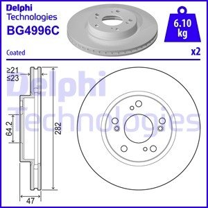 BG4996C Гальмівний диск DELPHI підбір по vin на Brocar