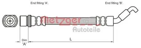 4110027 Шланг гальмівний METZGER підбір по vin на Brocar