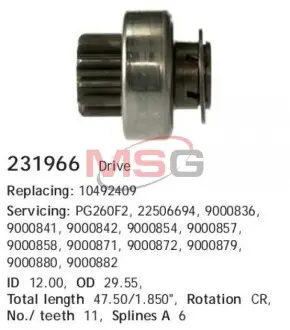 231966 Бендикс стартера CARGO купить с гарантией на Brocar 231966 Бендикс стартера CARGO підбір по vin на Brocar