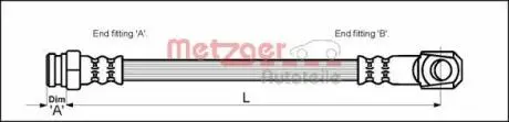 4114050 Шланг гальмівний METZGER підбір по vin на Brocar