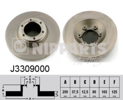 J3309000 Диск гальмівний NIPPARTS підбір по vin на Brocar