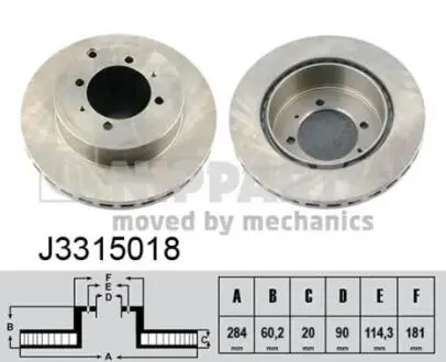 J3315018 Диск гальмівний NIPPARTS підбір по vin на Brocar
