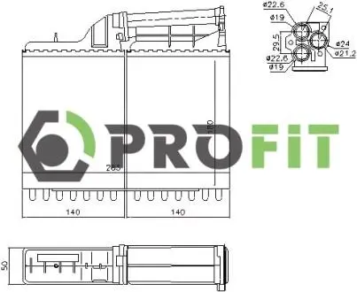 17600065 Радиатор печки PROFIT підбір по vin на Brocar